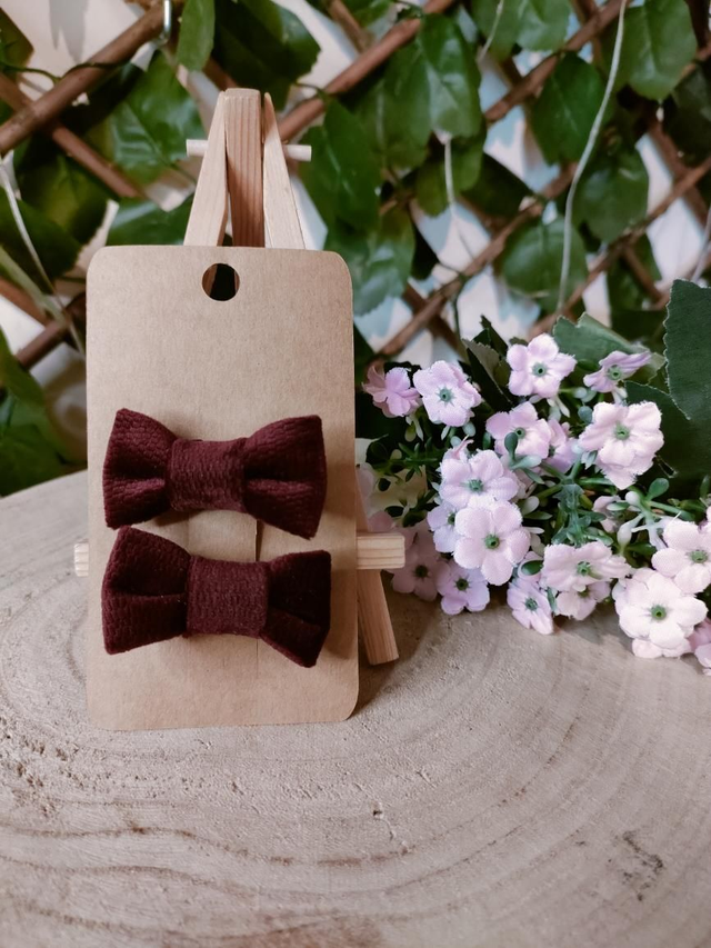 Duo barrettes velours bordeaux 5cm