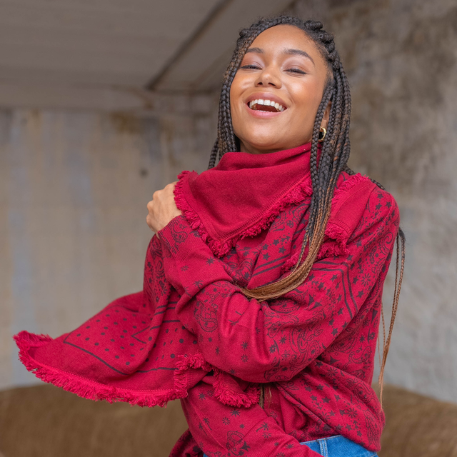 Écharpe carrée bandana bordeaux 
