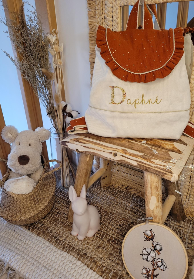 Sac à dos blanc cassé terracota 