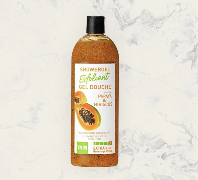 Gel douche exfoliant éclaircissante à la papaye et hibiscus 
