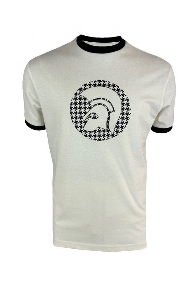 Trojan TR-8989 Houndstooth Logo Tee - Ecru