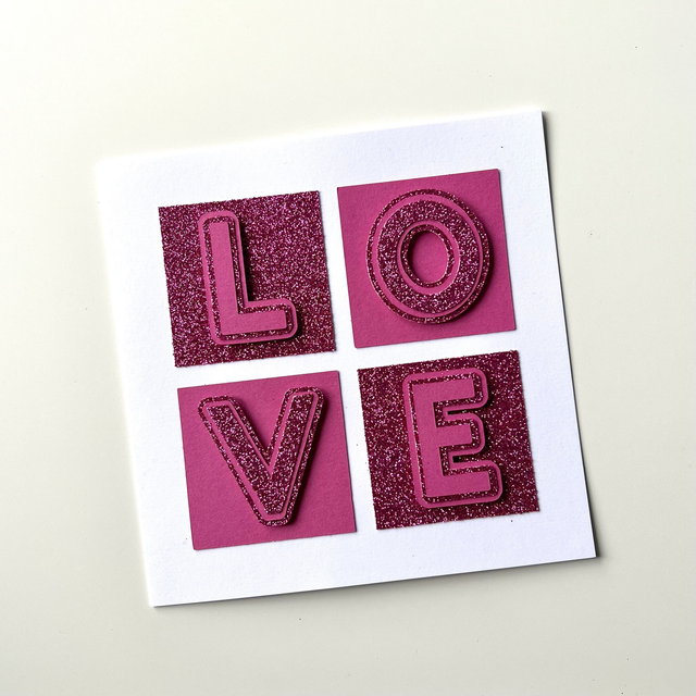 Handmade LOVE Block Card Large Square