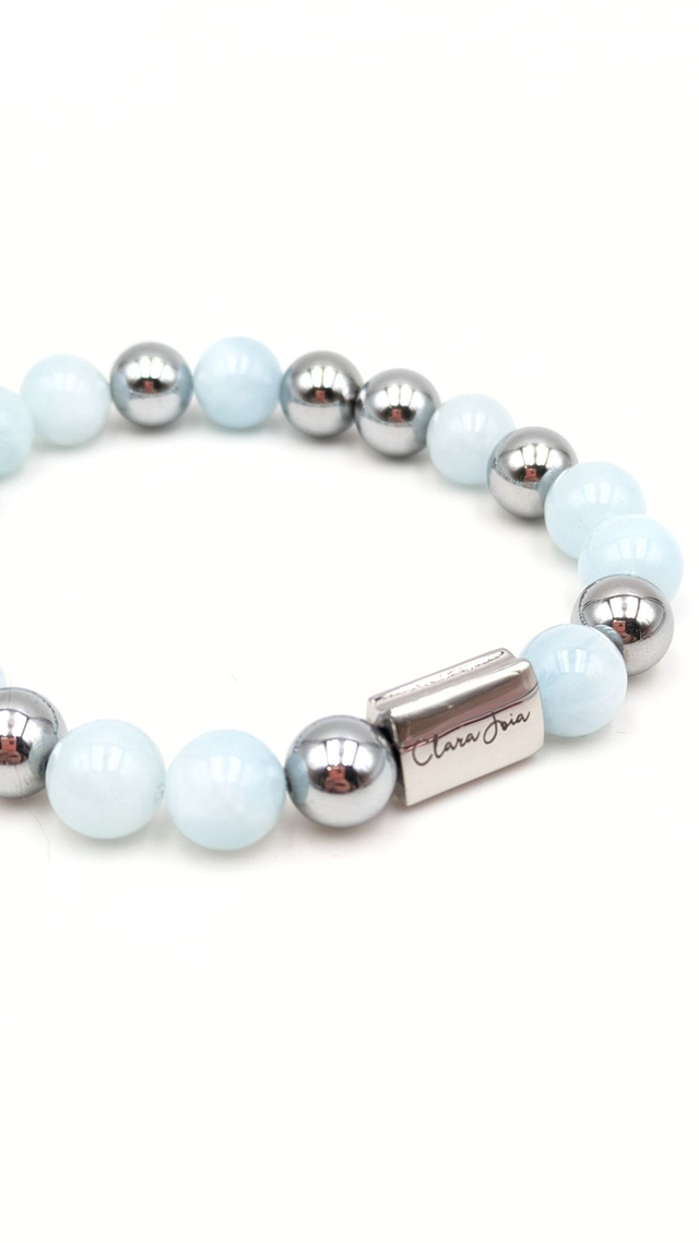 Bracelet Clara Joia Aigue Marine Acier Argenté