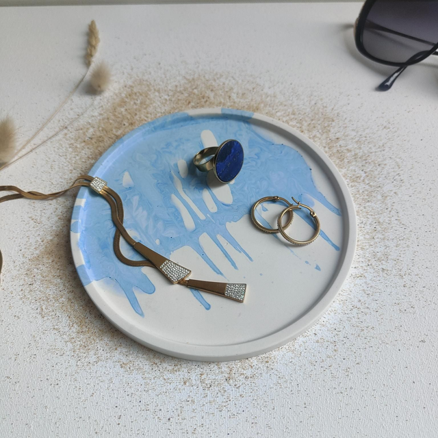 Plateau Marin marbré bleu et blanc 