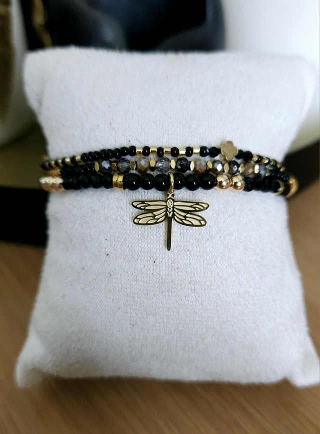 Bracelet triple rangs libellule 