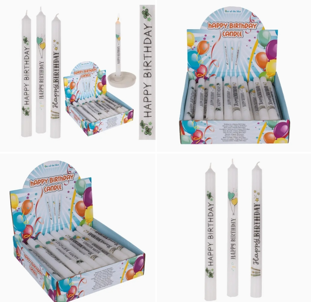 Bougies bâton Happy Birthday 2,15 x 25 cm