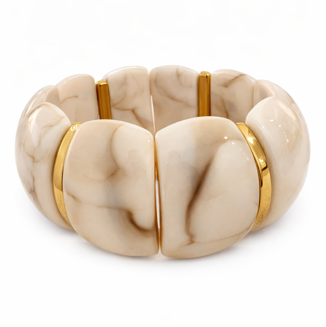 Pulsera acero dorado efecto mármol 