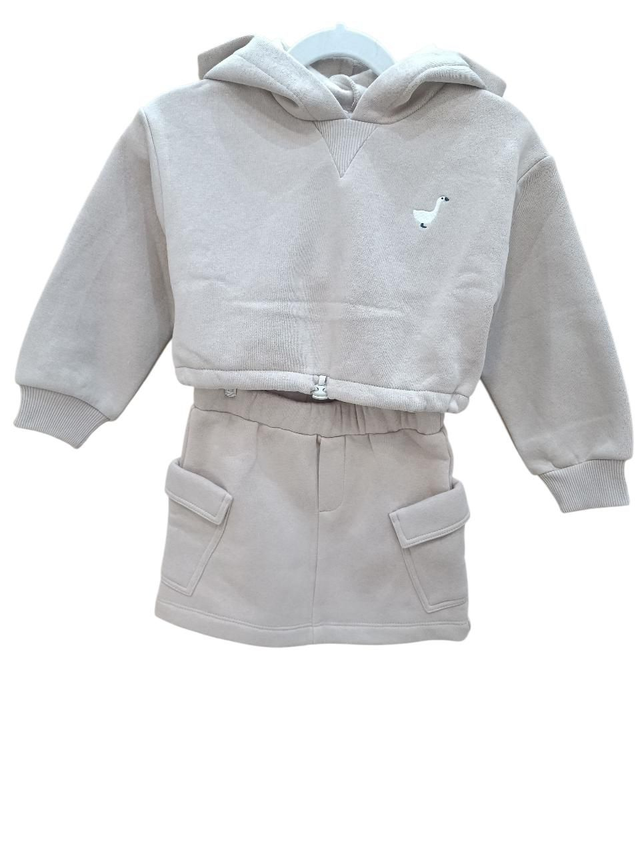 Sweat capuche+jupe cargo beige