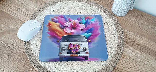 Tapis de souris "Van avec fond mauve"  