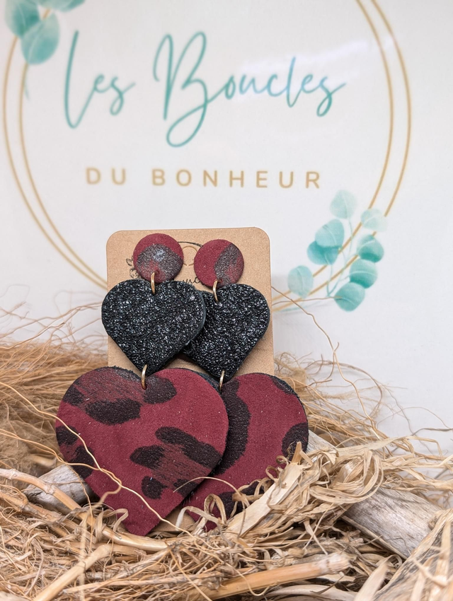 Boucles d&#039;oreilles Marie Laure ml025 léopard bordeaux 