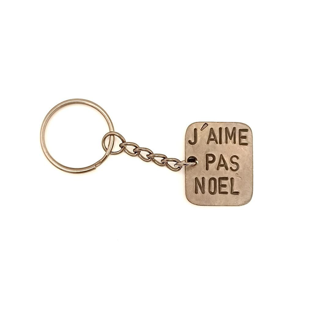 Porte-clés artisanal - J'AIME PAS NOEL.