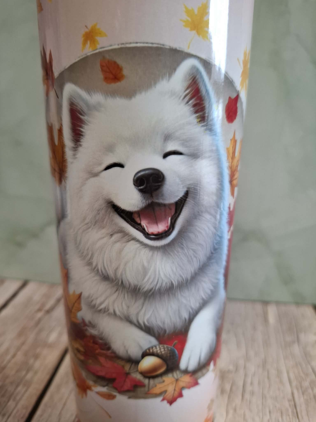Gourde Canette Samoyède fond d' automne