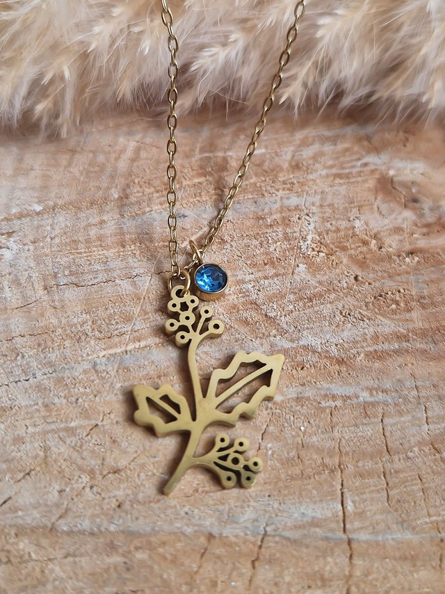 Collier "Fleur de Naissance" – Décembre : Houx 