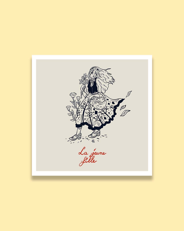 Sorcière: "la jeune fille" impression d'art en 10x10 cm  