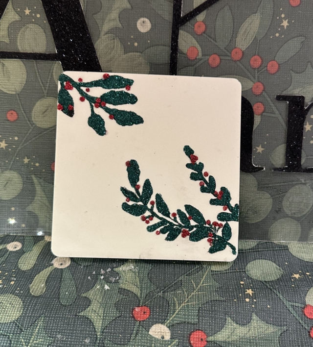 SET OF 2 GLITTER SQUARE COASTERS