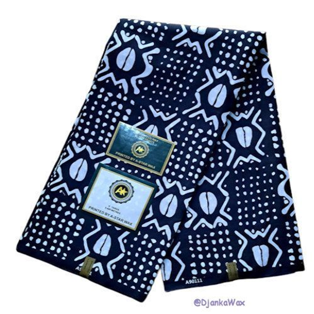 Coupon Tissu pagne wax africain Ndop noir