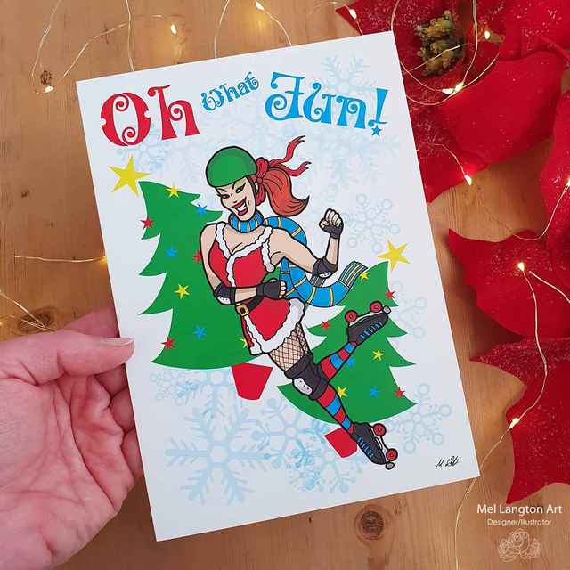 Oh What Fun! Roller Derby Christmas Card