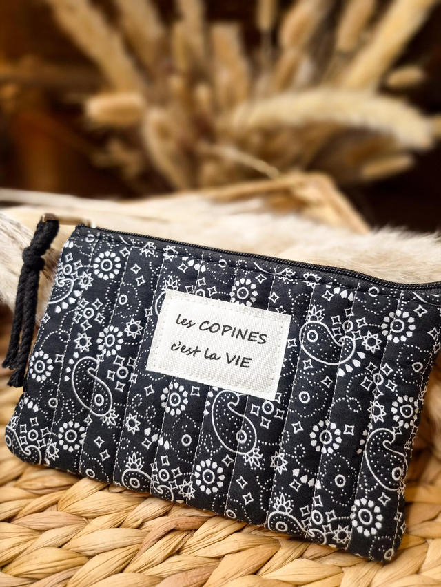 Pochette à message "Les copines c'est la vie" - Modèle noir
