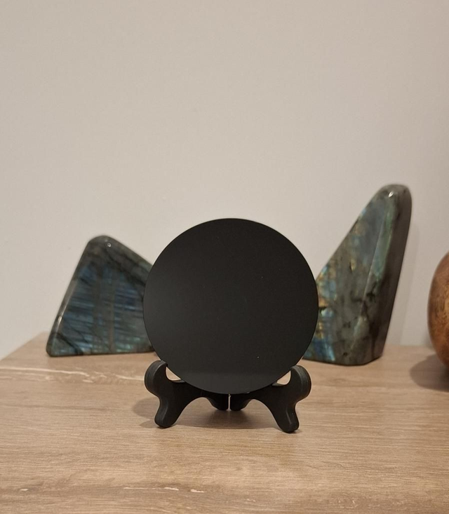 Obsidian mirror with stand 8cm 