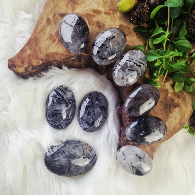 Tourmaline in quartz palm