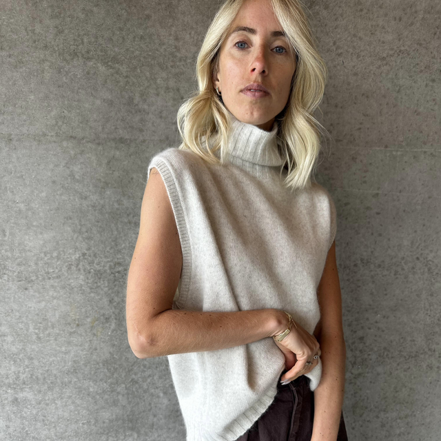 Pull Col Beige Chine 