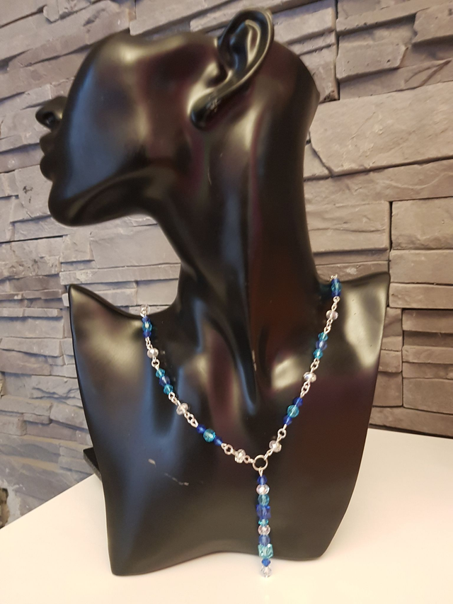 Collier Sautoir Perles Bleues