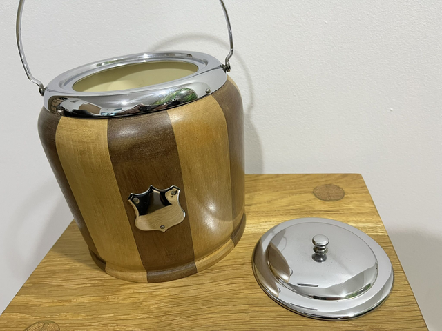 Mid-Century Vintage Wood Ice or Biscuits Bucket.
