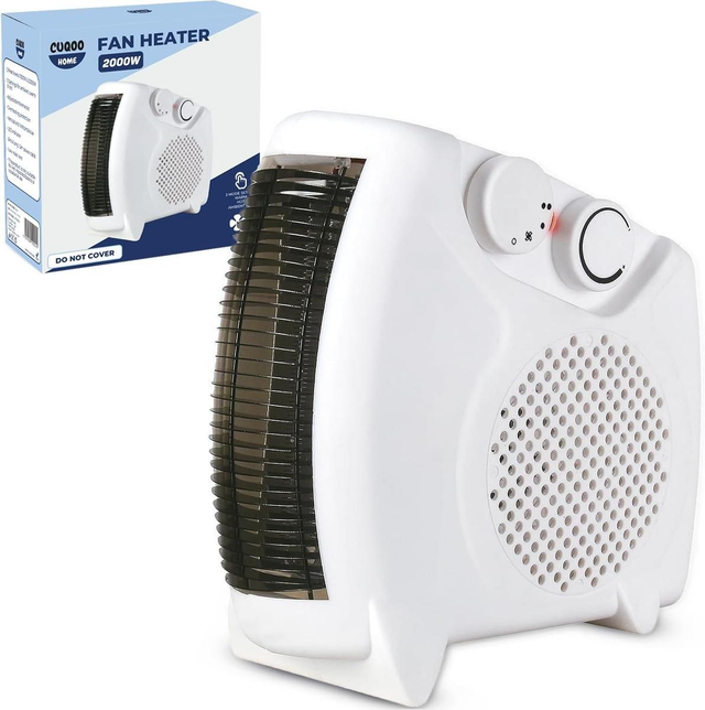CUQOO Powerful 2KW Fan Heater with 2 Heat settings & Cool Function