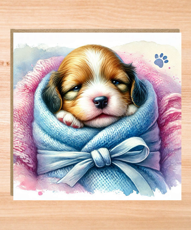 Puppy New Baby Card