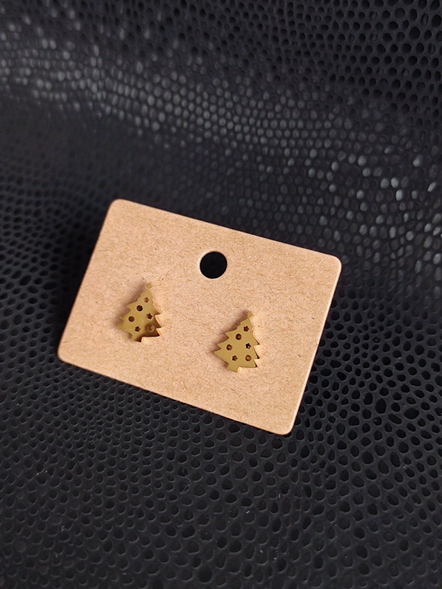 Edelstahl Ohrstecker | Weihnachtsbaum | Gold