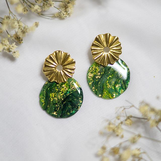 Coloris emeraude - Boucles Ananas