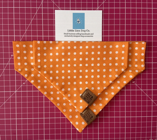 Puppy Polka Dot Orange Handmade Dog Accessories 