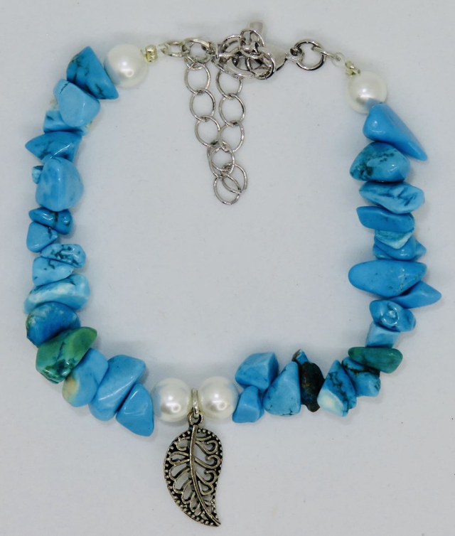 Bracelet en Howlite turquoise sur fermoir