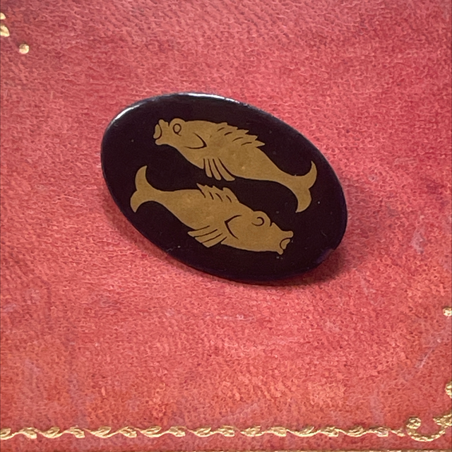 Fische Brosche Emaille schwarz/ gold