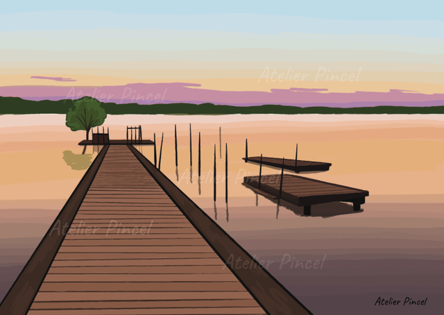 Carte Postale - Lac de Soustons et le Pont d'Azur