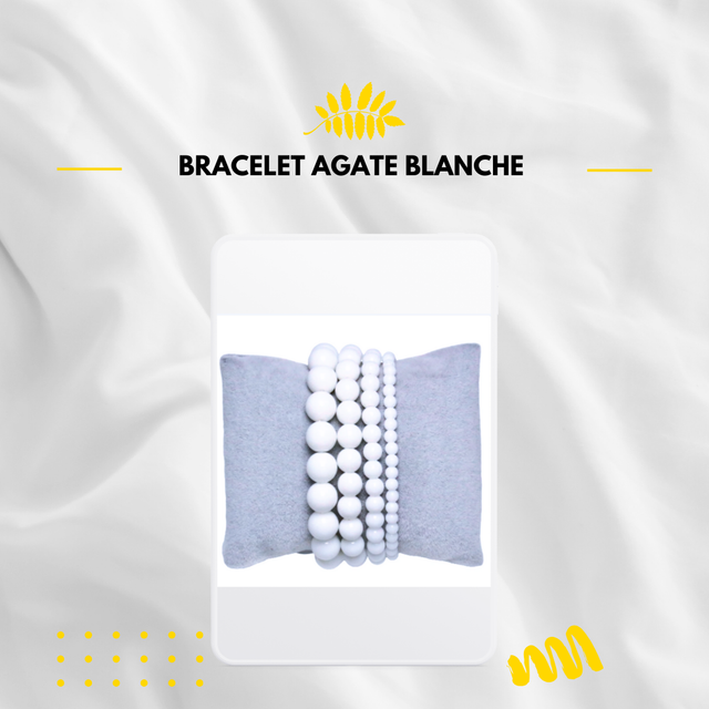 Bracelet mixte Agate Blanche en pierre naturelle 