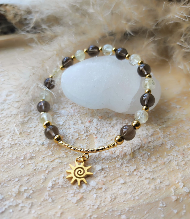 Bracelet "Optimisme et Confiance en soi" Quartz fumé et Citrine