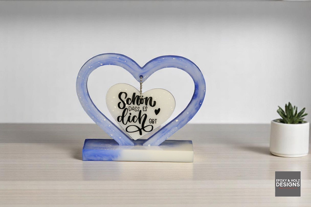 Deko Herz blau weiss
