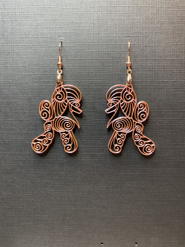 3D - Earrings Poodle Fantasy Roze Gold