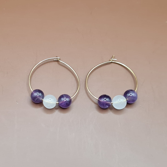 Créoles Améthyste - quartz rose