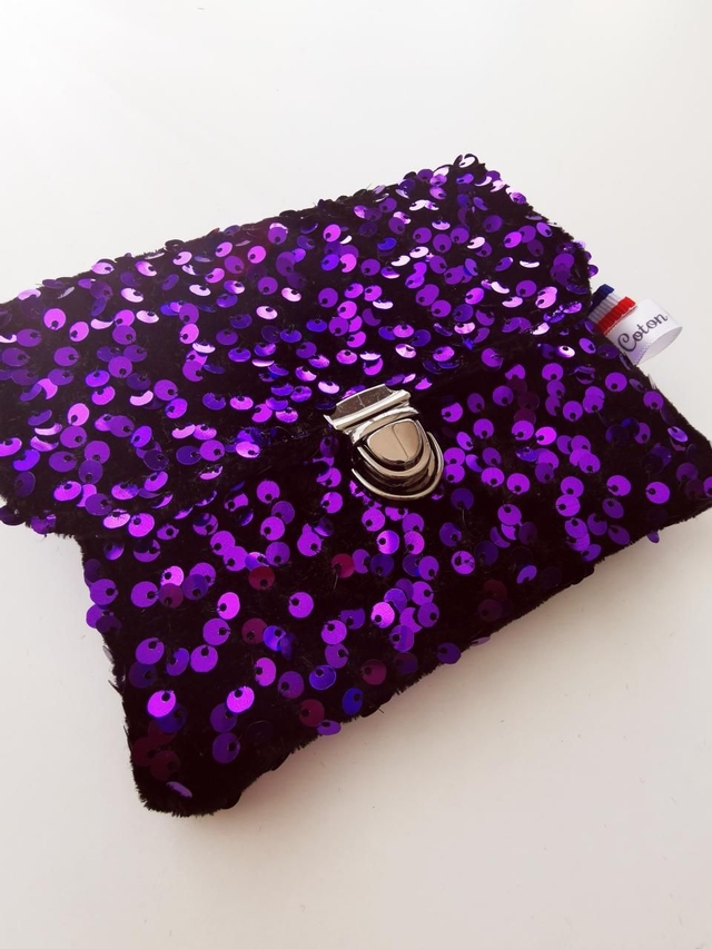 Portefeuille JIMMY sequin violet /noir