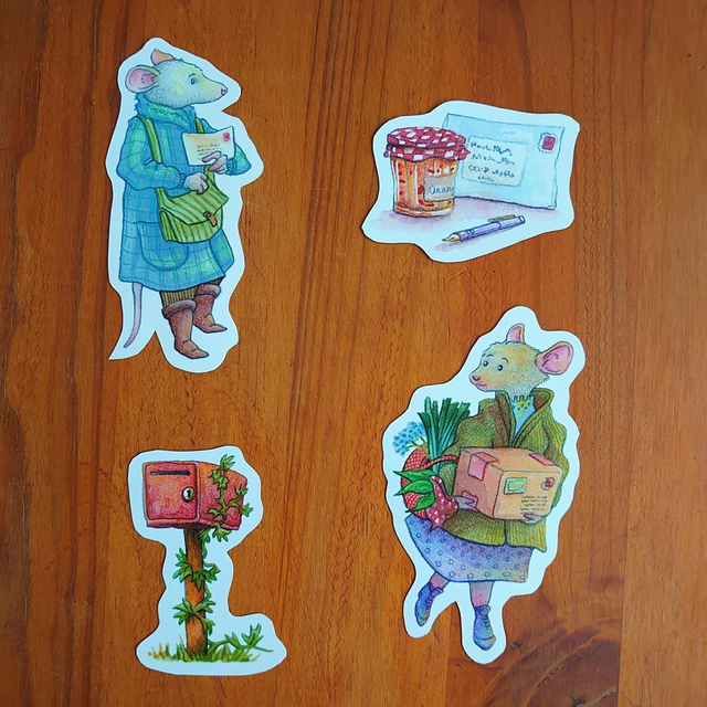 Lot de 4 stickers "Courrier"