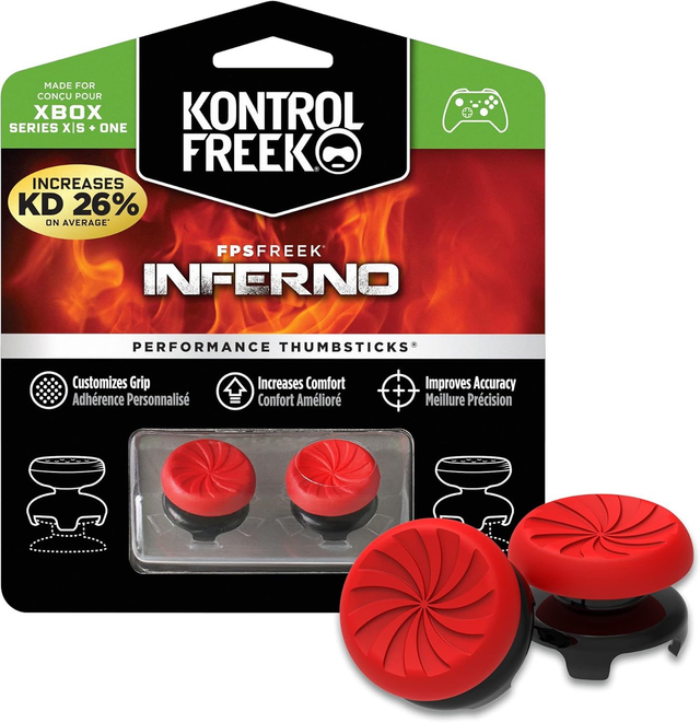 KontrolFreek FPS Freek Inferno voor Xbox One en Xbox Series X Controller | Performance Thumbsticks | 2 High-Rise Concave | Rood