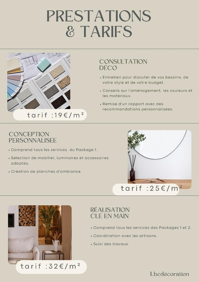 Prestations  et tarifs 