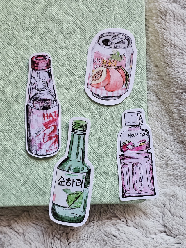 Pack de 4 stickers "Boissons asiatiques" plastifiés