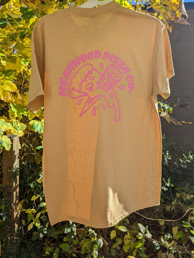 T-shirt - Old Gold with Hot Pink Print