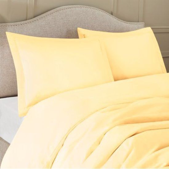 PIGLET IN BED - PRIMROSE YELLOW  SUPERKING Simple Plain DUVET COVER 100% Cotton