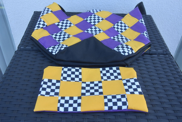 Shopper- und Badetasche mit Wasserabweisenden Stoff inkl. separates Täschchen violett/gelb/Schwarz