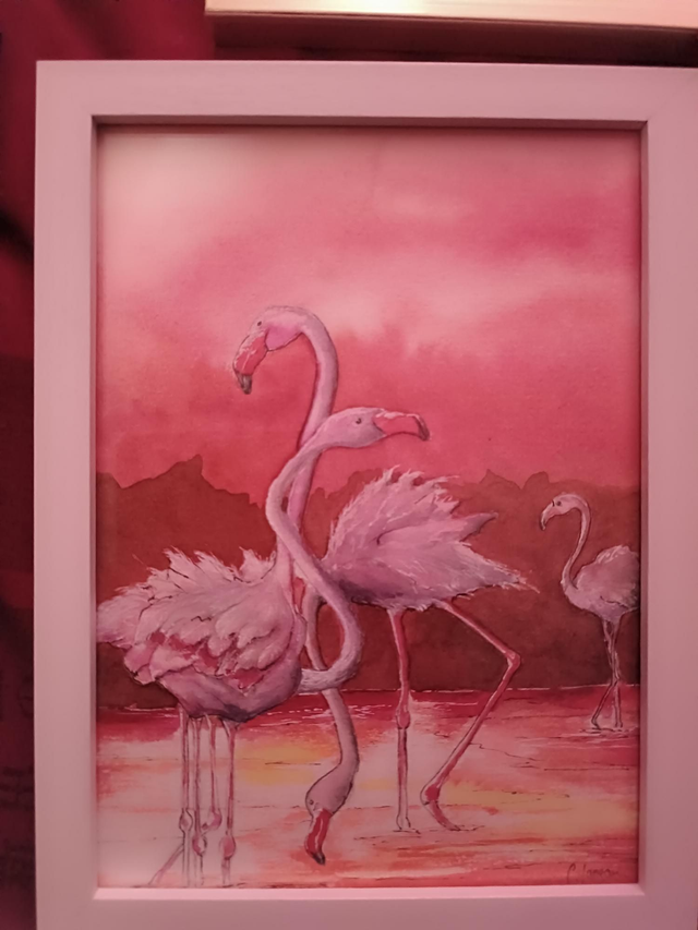 Tableau Aquarelle les flamand rose