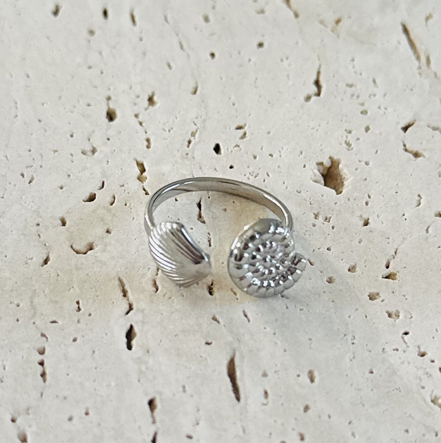 Ring schelpen zilver 